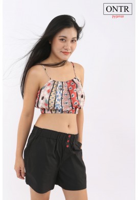 Bộ hai dây crop top họa tiết Nhật Free Size